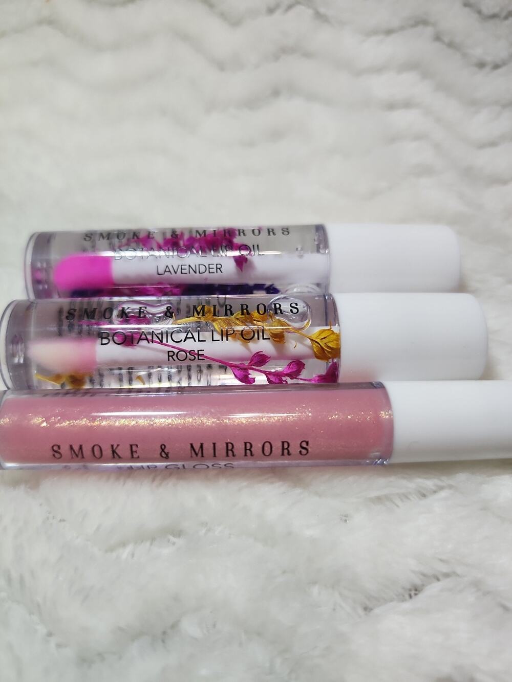 Smoke & Mirrors Botanical Lip Oil Lot Rose Lavender Lip Gloss Sparkle Shimmer